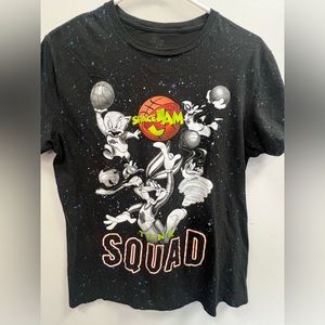Space Jam Tune Squad Black Confetti Speckled Retro Tee T-Shirt Mens M